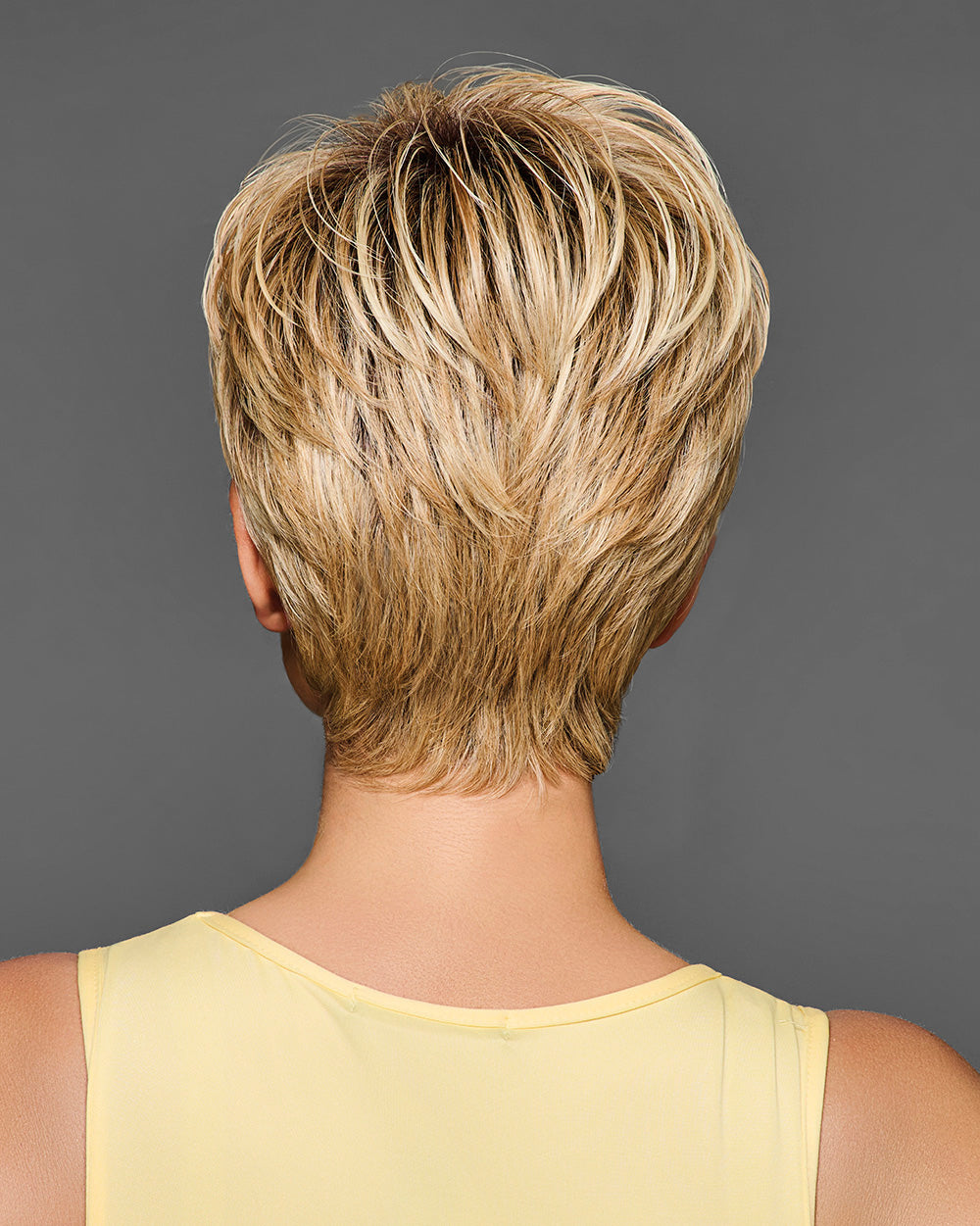 BOSS ENERGY by GABOR in color GF14-88SS GOLDEN WHEAT | Dark Blonde evenly Blended with Pale Blonde Highlights and Dark Roots