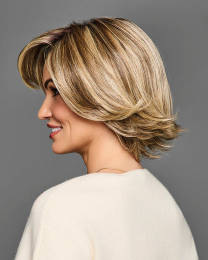 STAND OUT STYLE by GABOR in color GF12-22SS SHADED CAPPUCCINO | Light Golden Brown Evenly Blended with Cool Platinum Blonde Highlights with Dark Roots