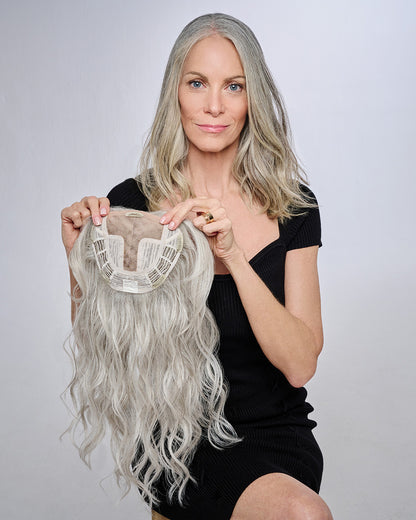 16″ Au Natural Waves Topper | Mono Part Heat-Friendly Synthetic Topper